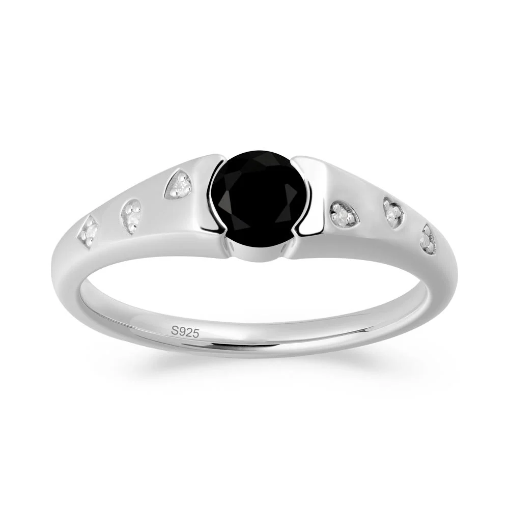 Minimalist Round Black Spinel Promise Ring - Image 8