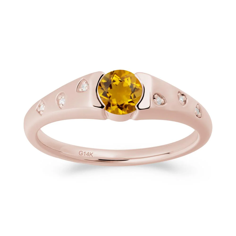 Minimalist Round Citrine Promise Ring - Image 3