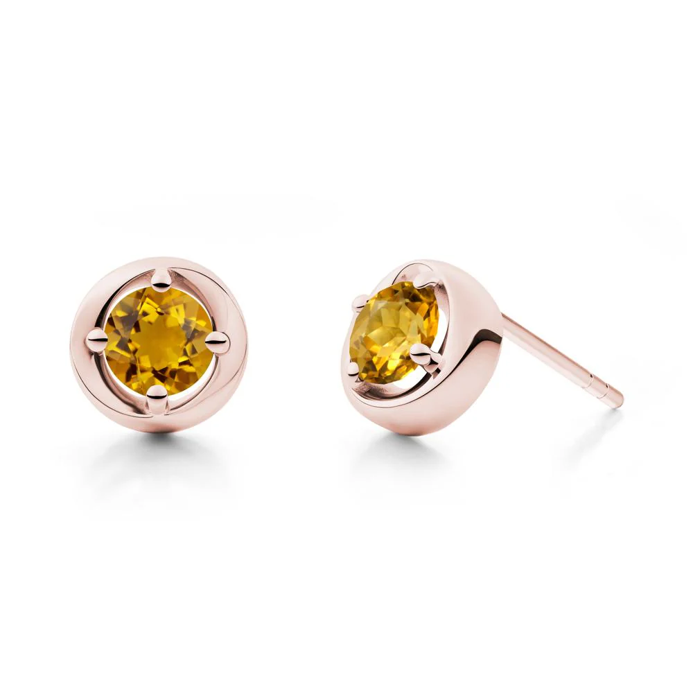 Minimalist Round Citrine Stud Earrings - Image 3
