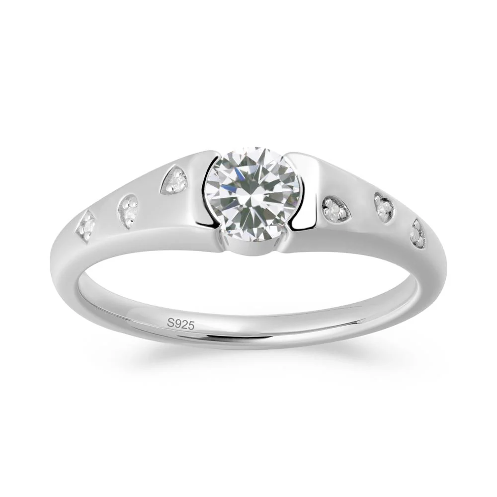 Minimalist Round Cubic Zirconia Promise Ring