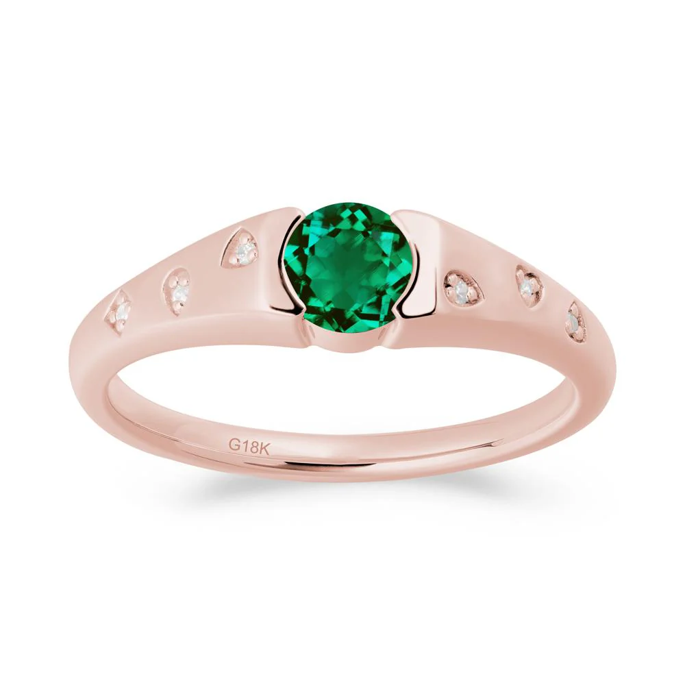 Minimalist Round Emerald Promise Ring - Image 2