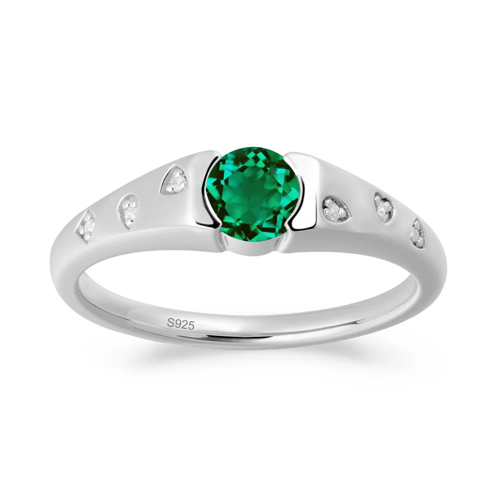 Minimalist Round Emerald Promise Ring - Image 6