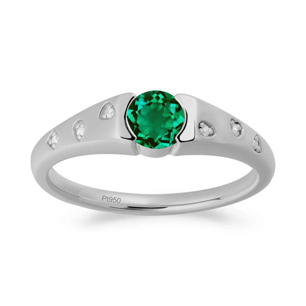 Minimalist Round Emerald Promise Ring - Image 8