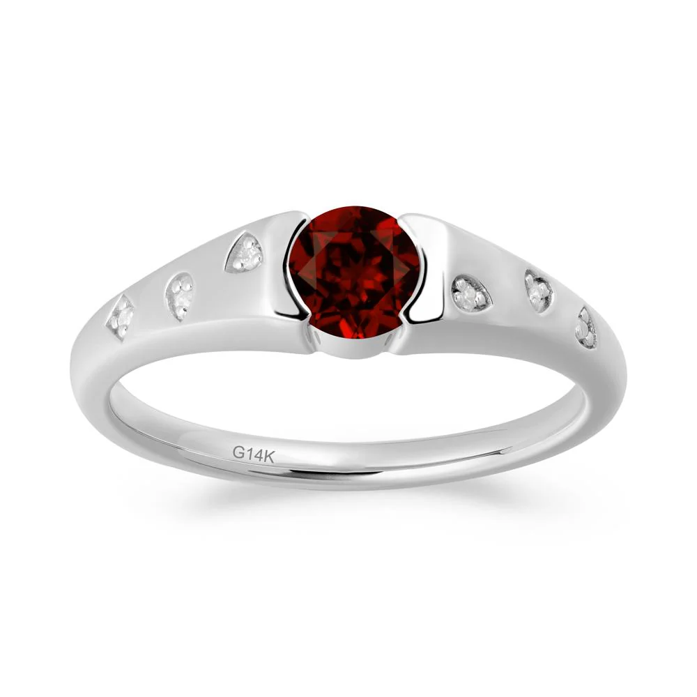 Minimalist Round Garnet Promise Ring - Image 3
