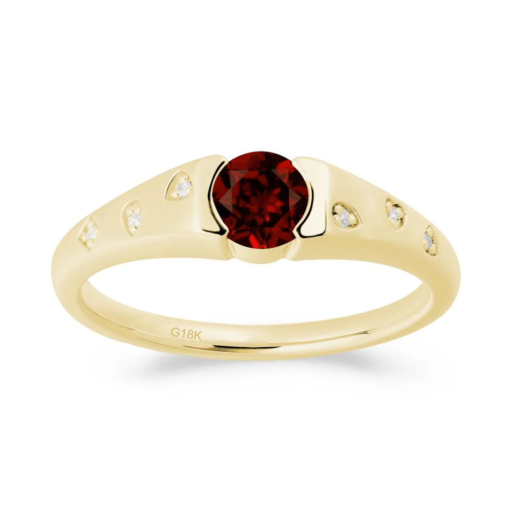 Minimalist Round Garnet Promise Ring - Image 4