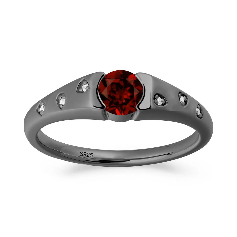 Minimalist Round Garnet Promise Ring - Image 8