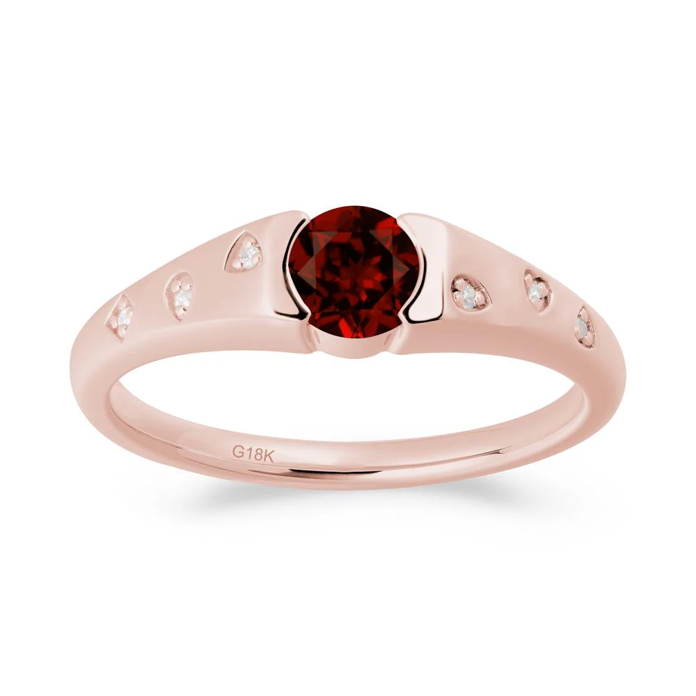 Minimalist Round Garnet Promise Ring - Image 9