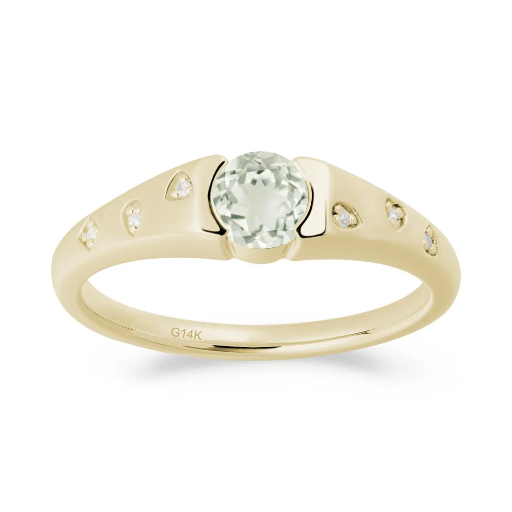 Minimalist Round Green Amethyst Promise Ring - Image 3
