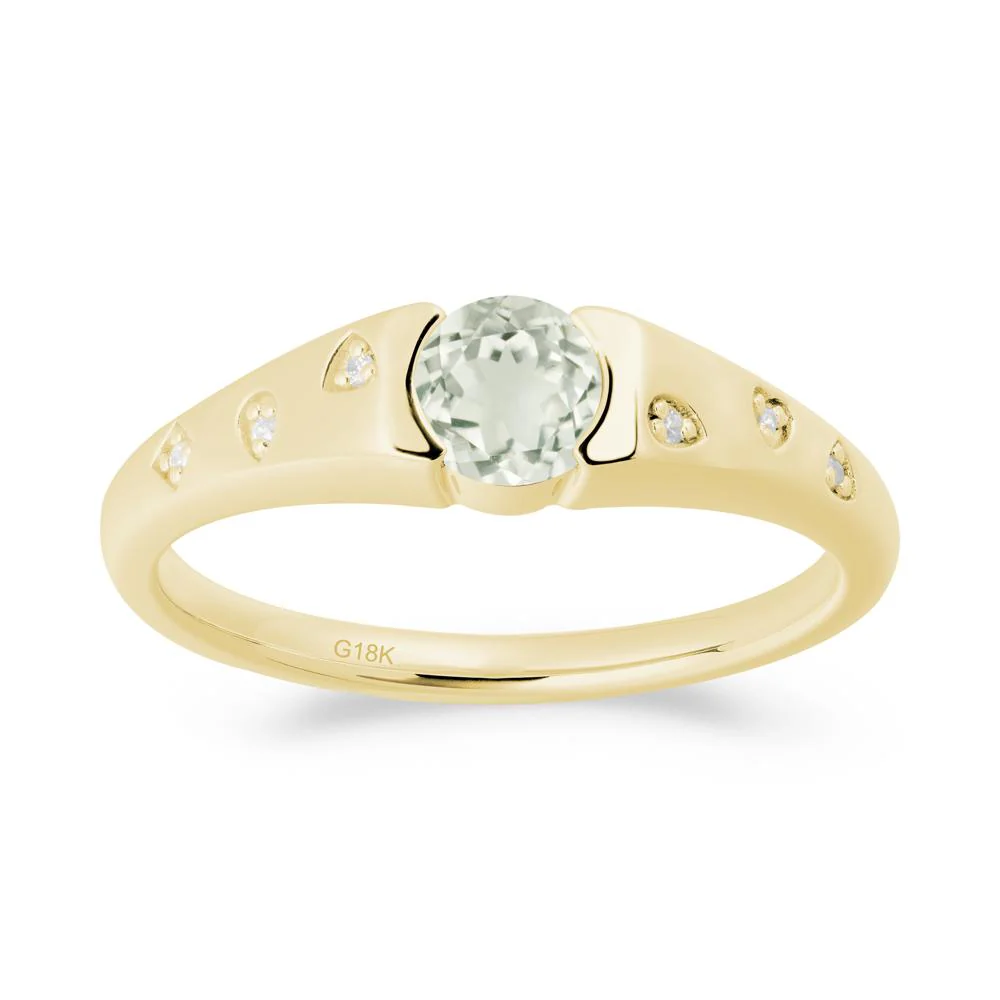 Minimalist Round Green Amethyst Promise Ring - Image 6