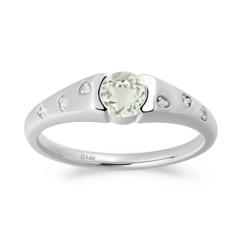 Minimalist Round Green Amethyst Promise Ring - Image 9