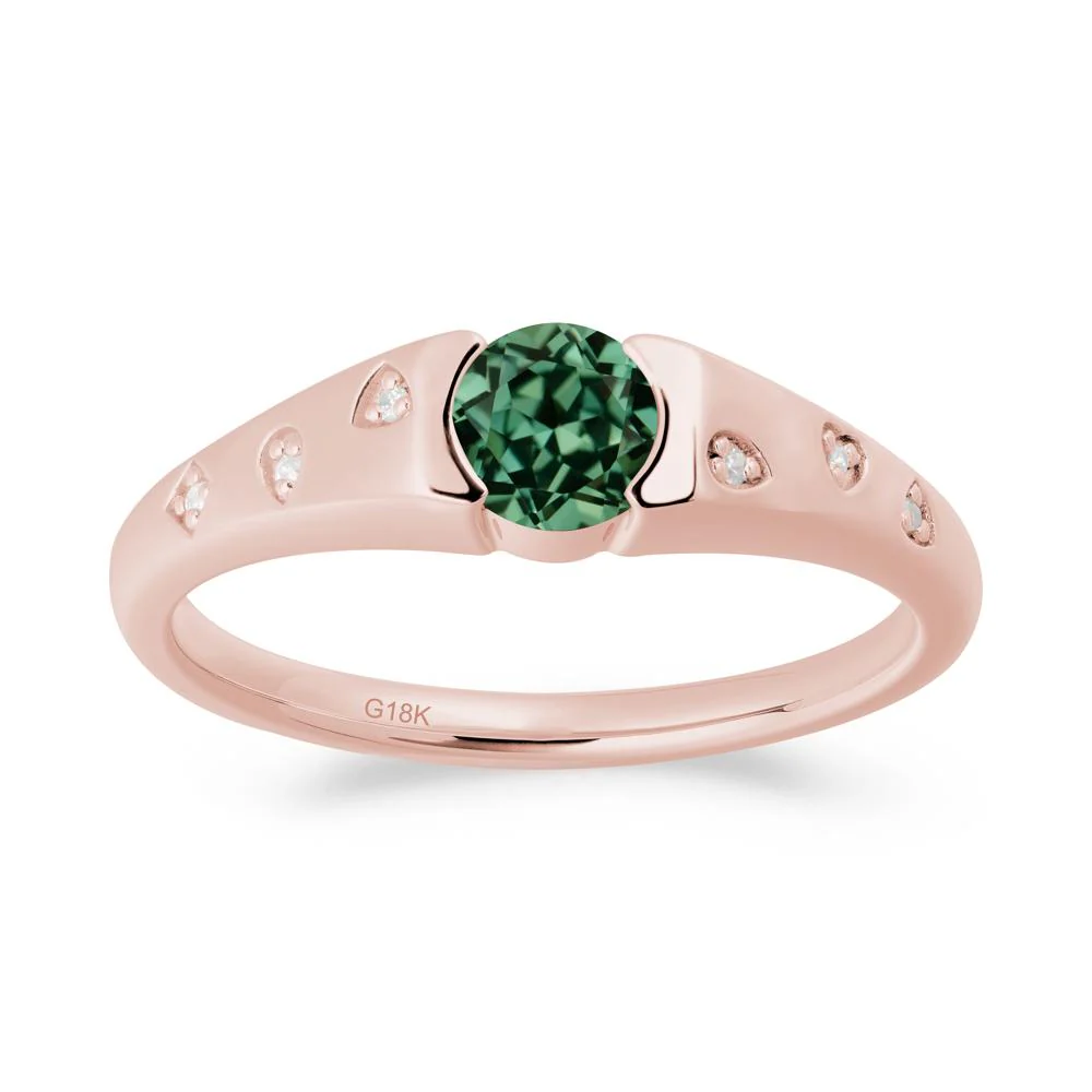 Minimalist Round Green Sapphire Promise Ring - Image 5