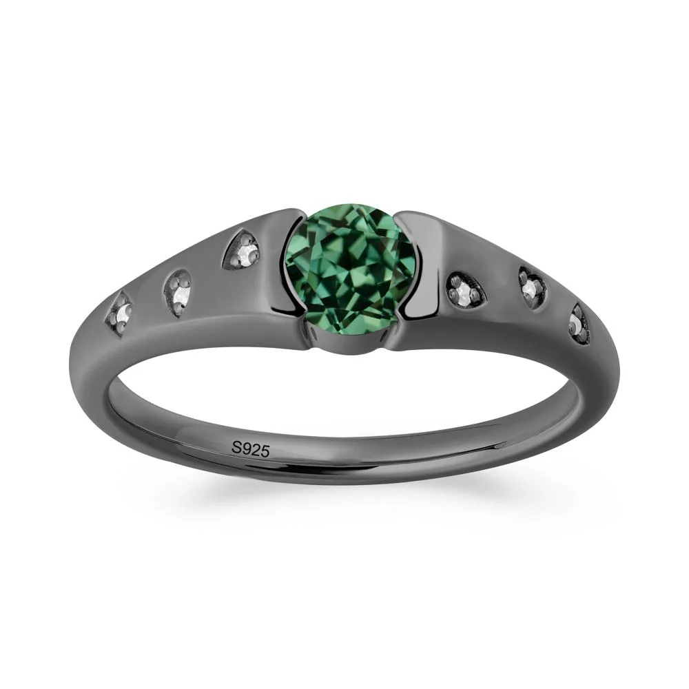 Minimalist Round Green Sapphire Promise Ring - Image 7