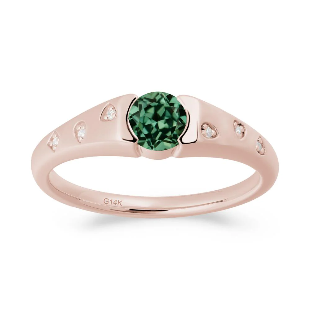 Minimalist Round Green Sapphire Promise Ring - Image 8