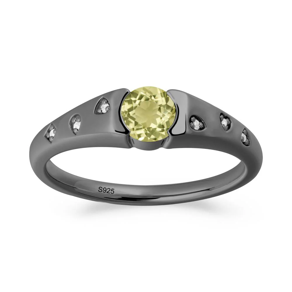 Minimalist Round Lemon Quartz Promise Ring - Image 3