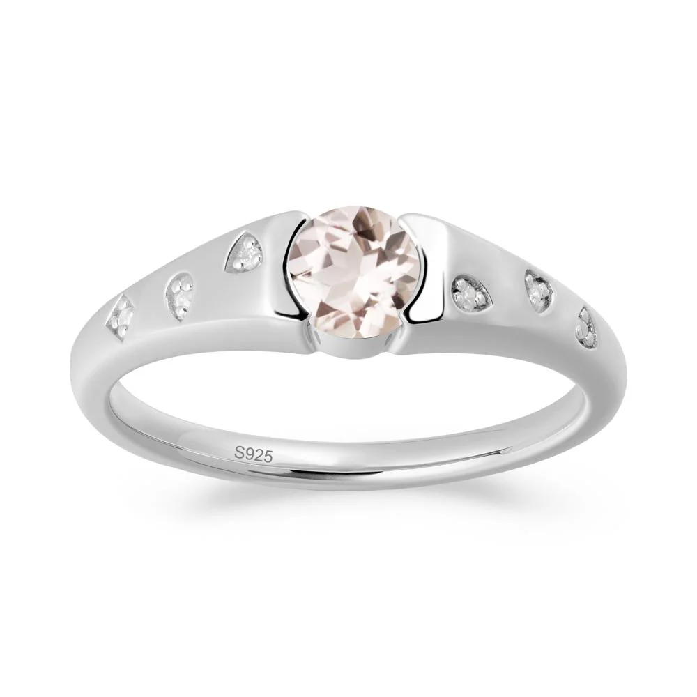 Minimalist Round Morganite Promise Ring - Image 8