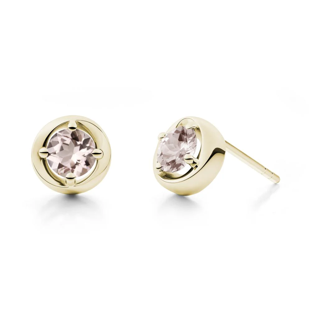 Minimalist Round Morganite Stud Earrings