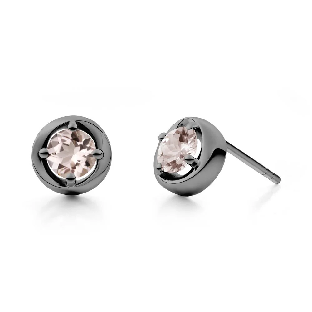 Minimalist Round Morganite Stud Earrings - Image 3