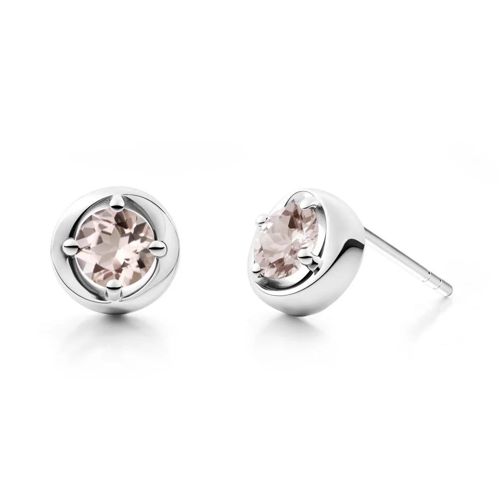 Minimalist Round Morganite Stud Earrings - Image 6