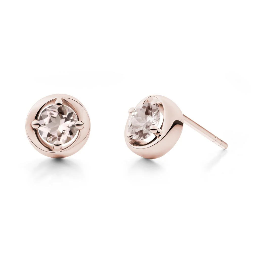 Minimalist Round Morganite Stud Earrings - Image 8