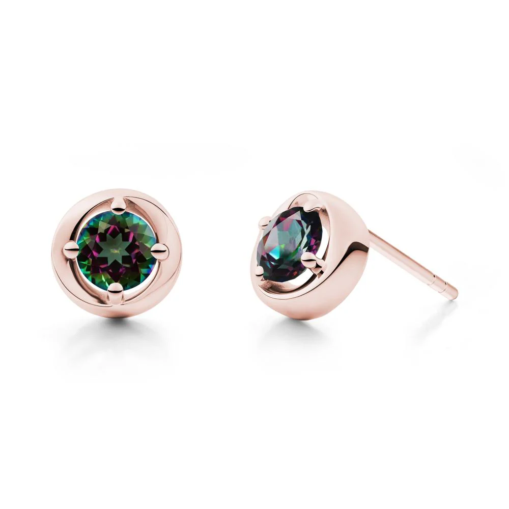 Minimalist Round Mystic Topaz Stud Earrings - Image 8