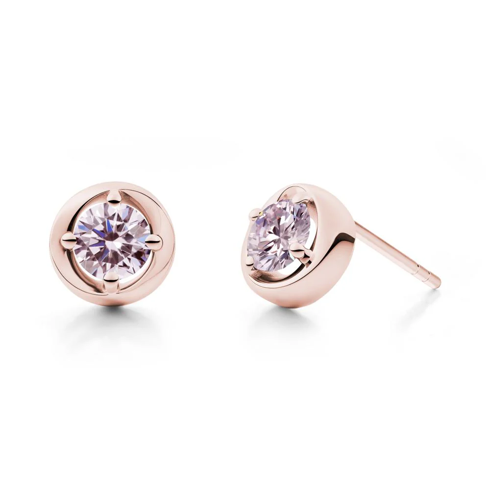 Minimalist Round Pink Cubic Zirconia Stud Earrings - Image 7