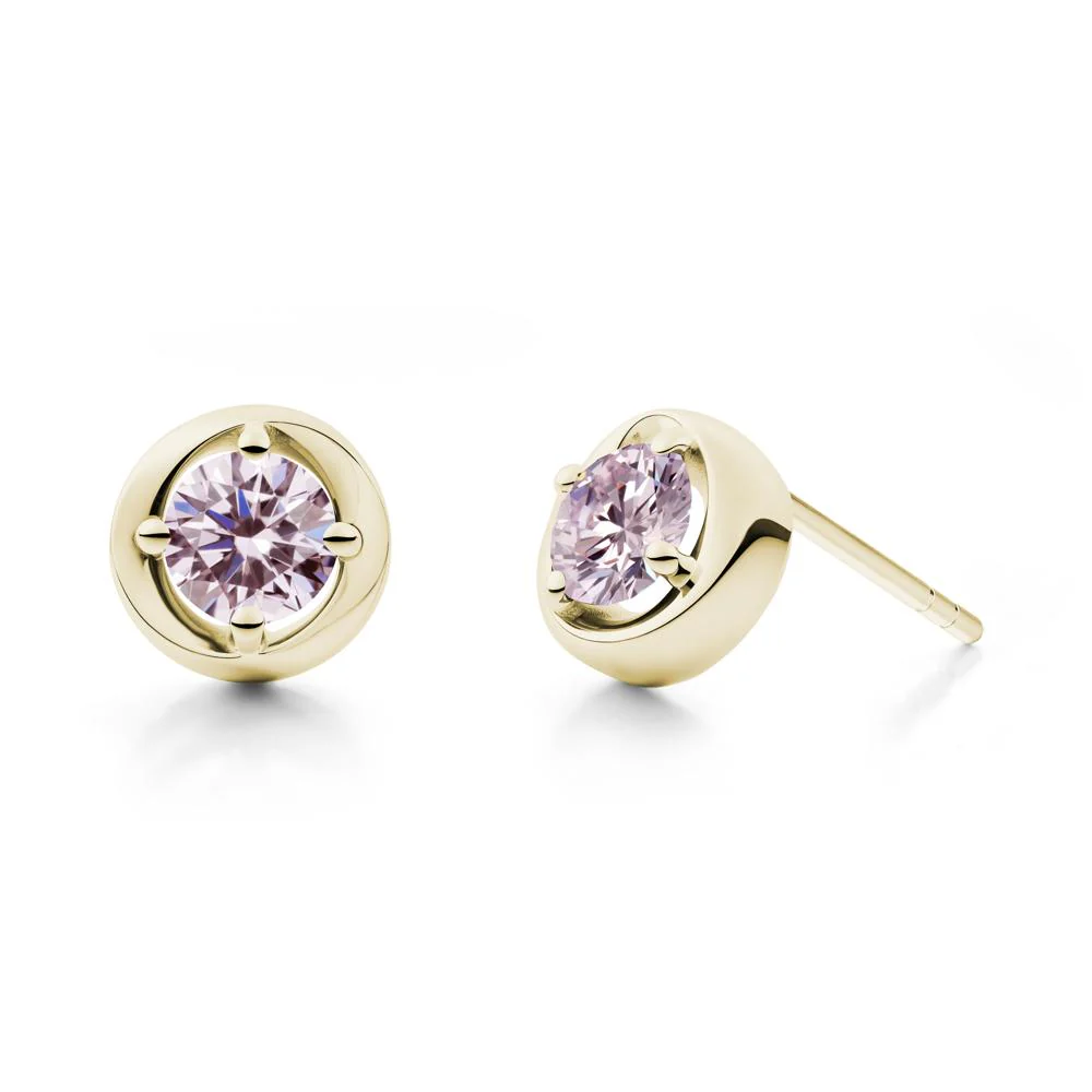 Minimalist Round Pink Cubic Zirconia Stud Earrings - Image 9