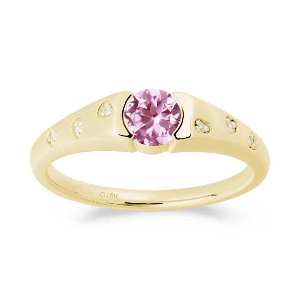 Minimalist Round Pink Sapphire Promise Ring - Image 7