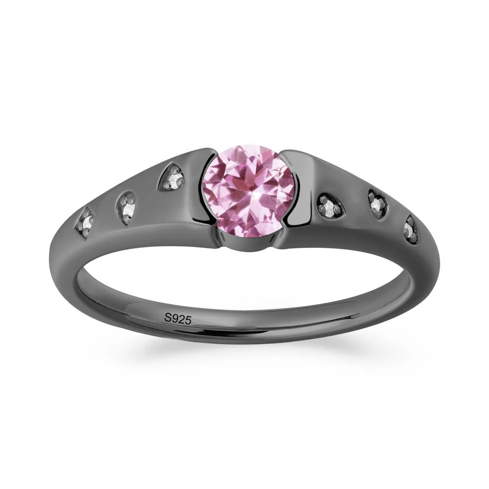 Minimalist Round Pink Sapphire Promise Ring - Image 9