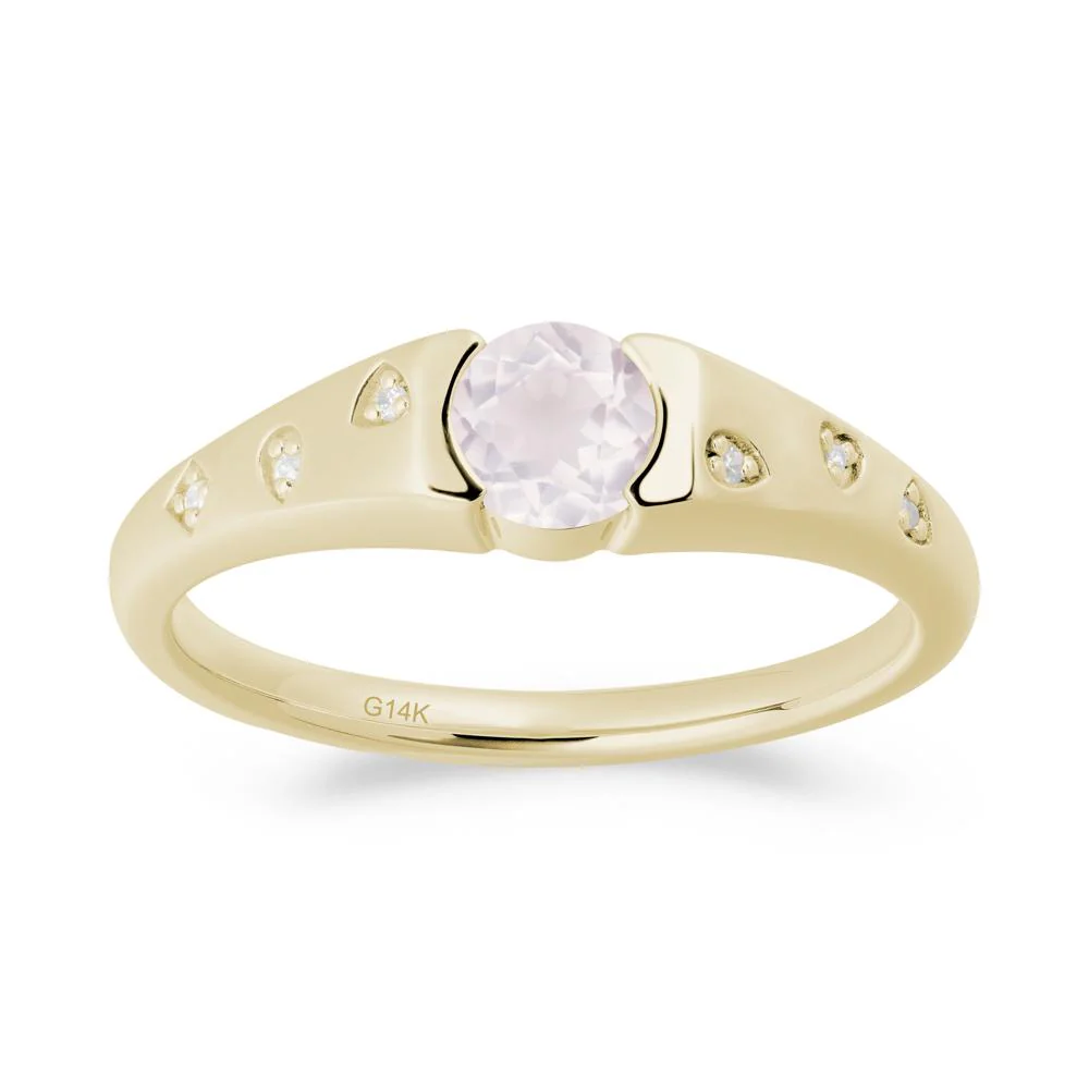 Minimalist Round Rose Quartz Promise Ring - Image 2