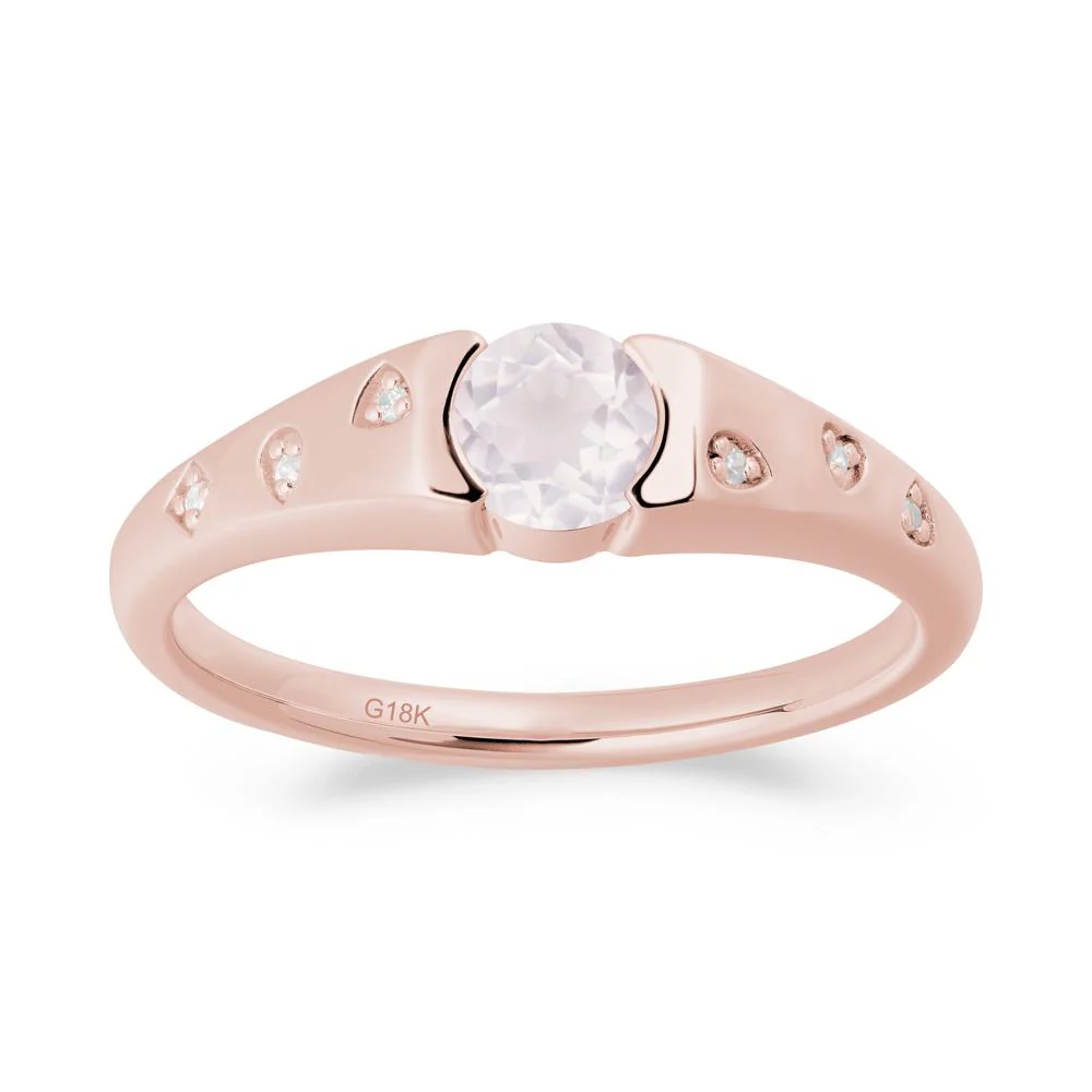 Minimalist Round Rose Quartz Promise Ring - Image 4