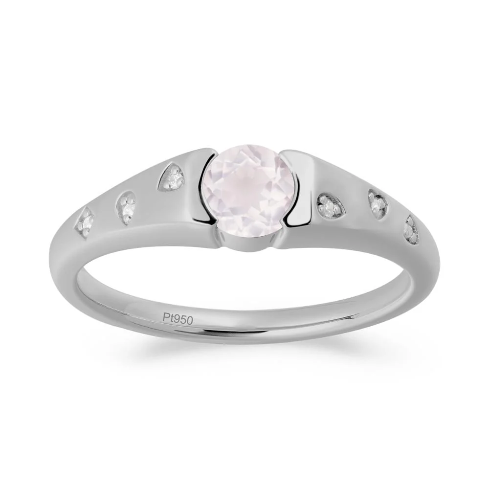 Minimalist Round Rose Quartz Promise Ring - Image 8