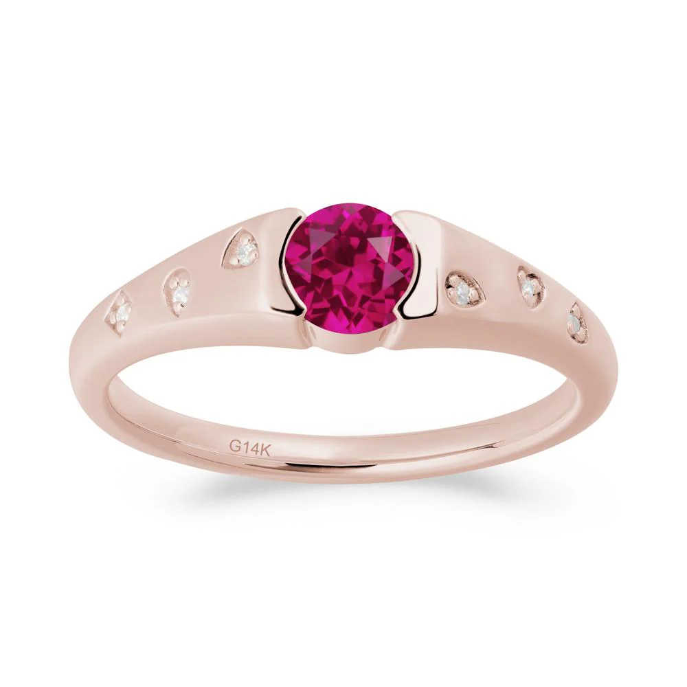 Minimalist Round Ruby Promise Ring - Image 3