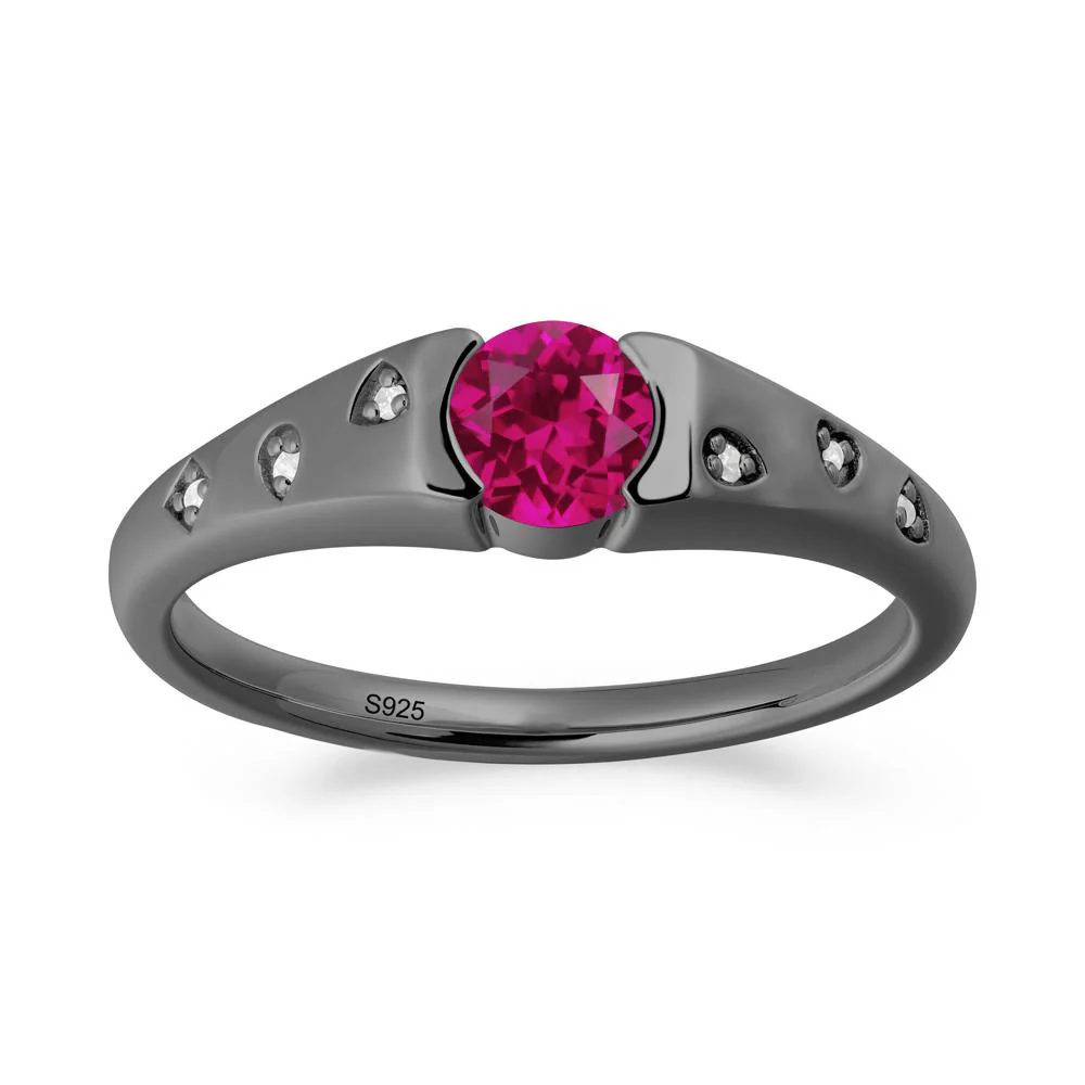 Minimalist Round Ruby Promise Ring - Image 4