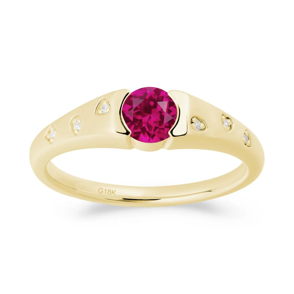 Minimalist Round Ruby Promise Ring - Image 5