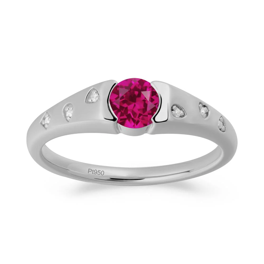 Minimalist Round Ruby Promise Ring - Image 7