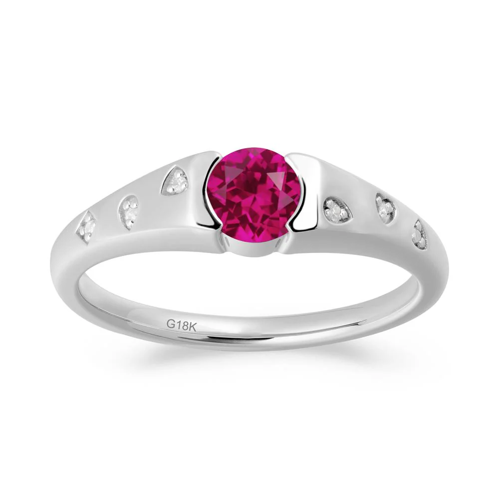 Minimalist Round Ruby Promise Ring - Image 8