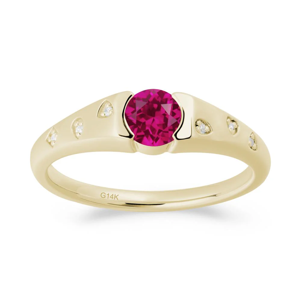 Minimalist Round Ruby Promise Ring - Image 9