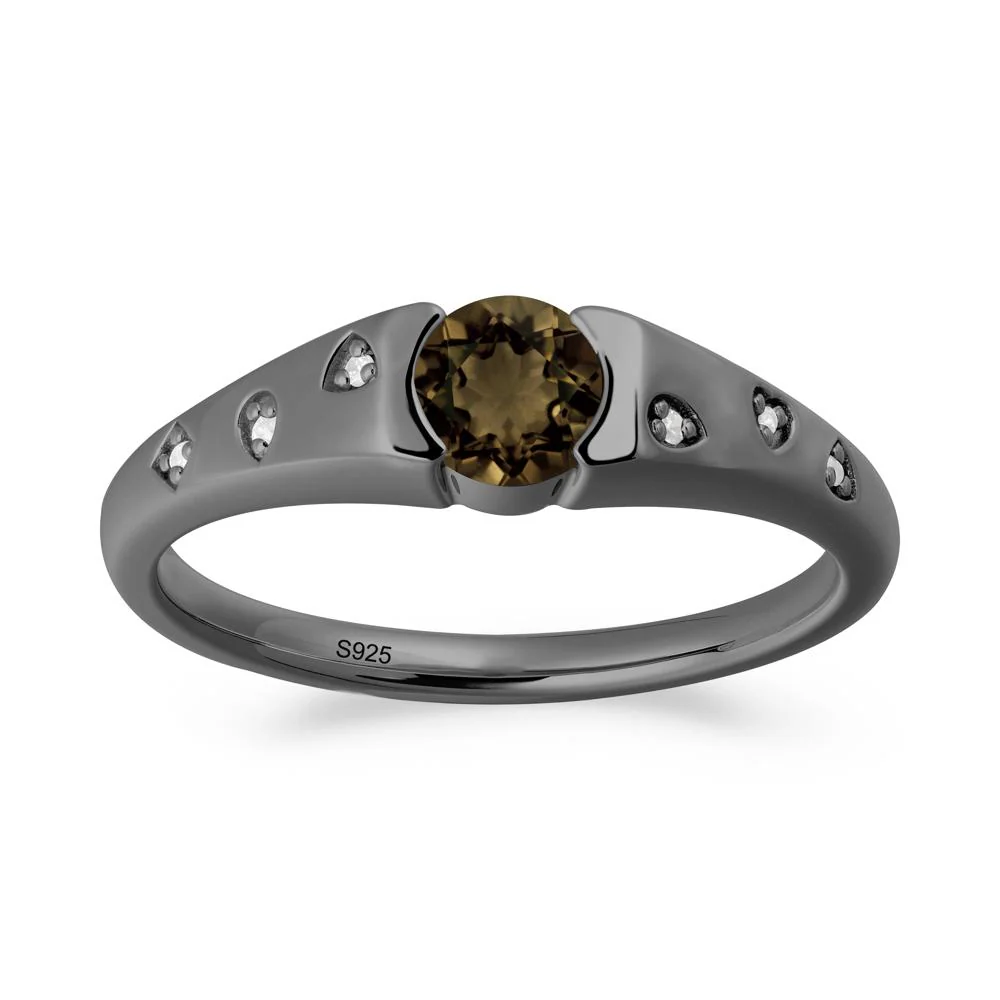 Minimalist Round Smoky Quartz Promise Ring - Image 2