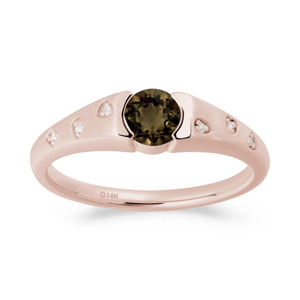 Minimalist Round Smoky Quartz Promise Ring - Image 3