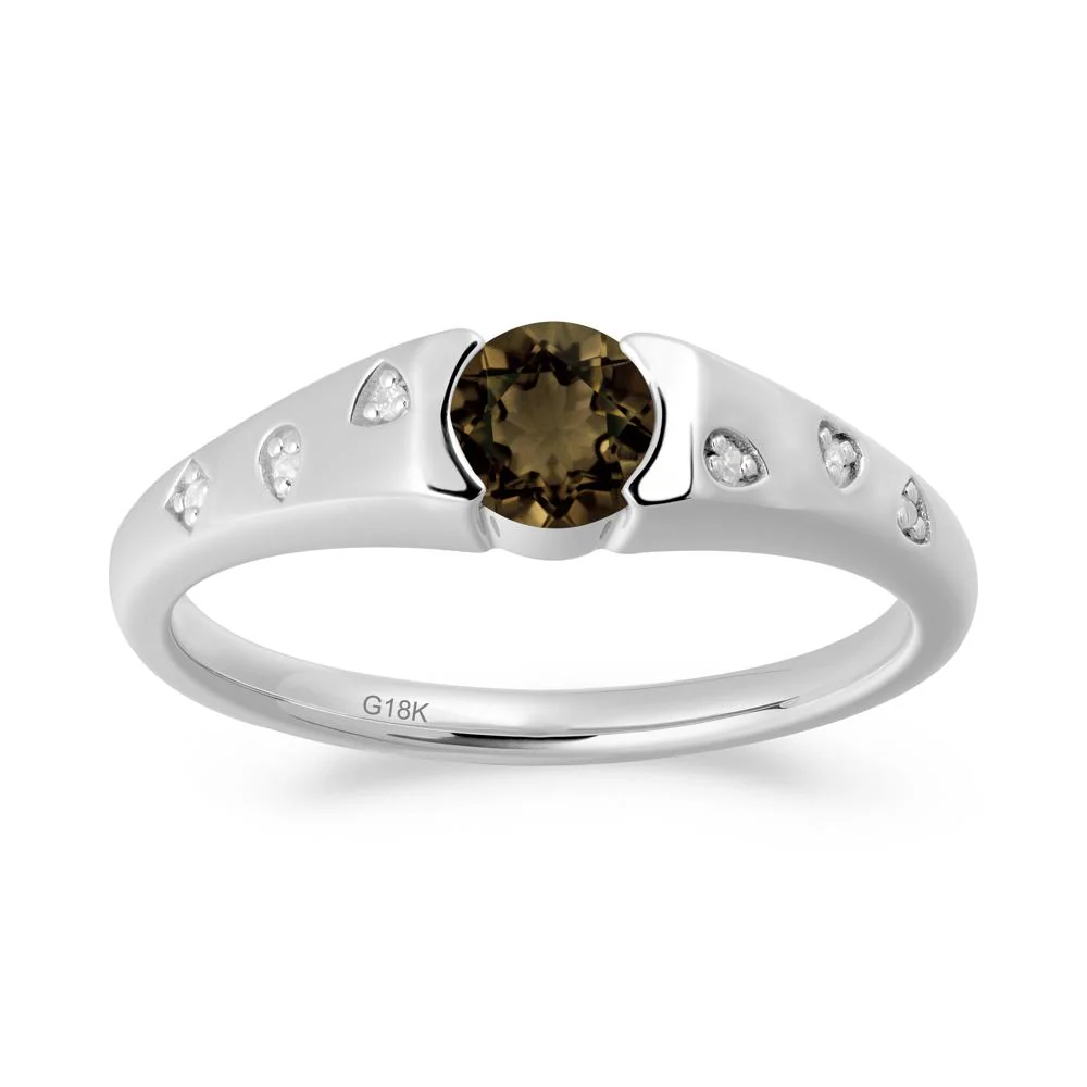 Minimalist Round Smoky Quartz Promise Ring - Image 4