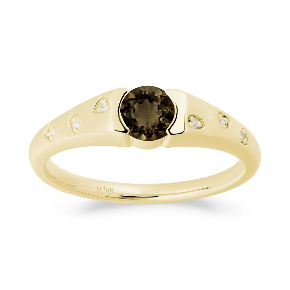 Minimalist Round Smoky Quartz Promise Ring - Image 5