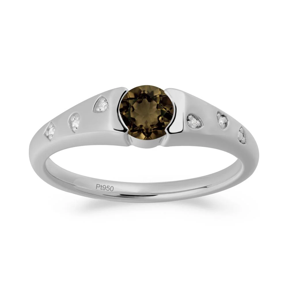 Minimalist Round Smoky Quartz Promise Ring - Image 6