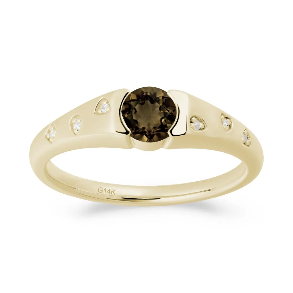 Minimalist Round Smoky Quartz Promise Ring - Image 9