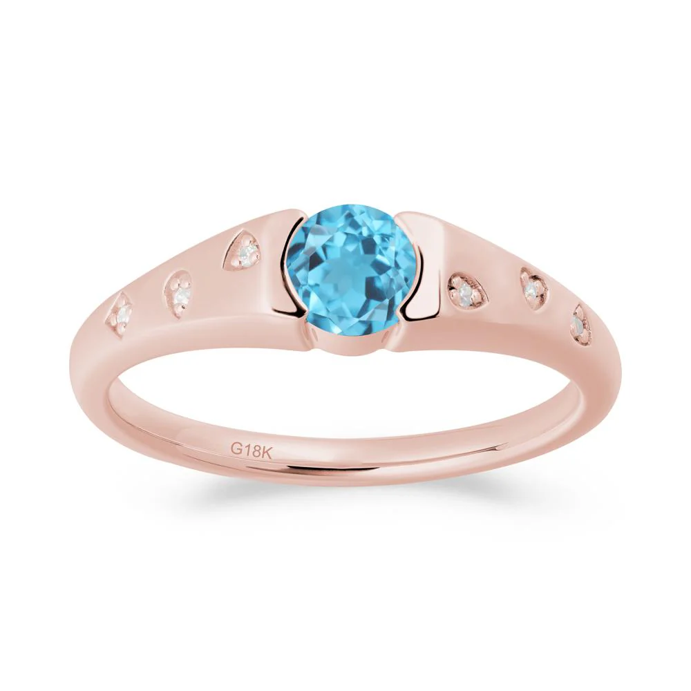 Minimalist Round Swiss Blue Topaz Promise Ring - Image 3