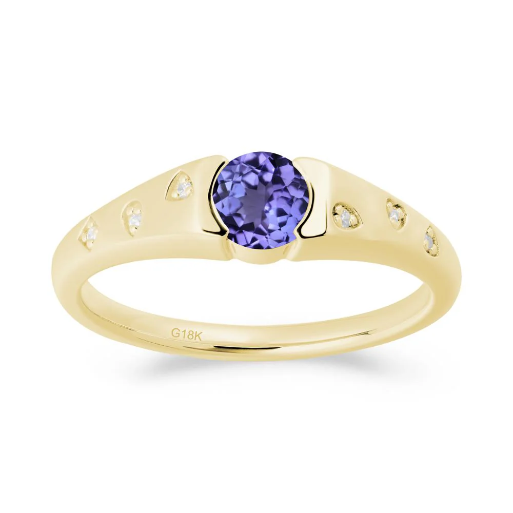 Minimalist Round Tanzanite Promise Ring - Image 2