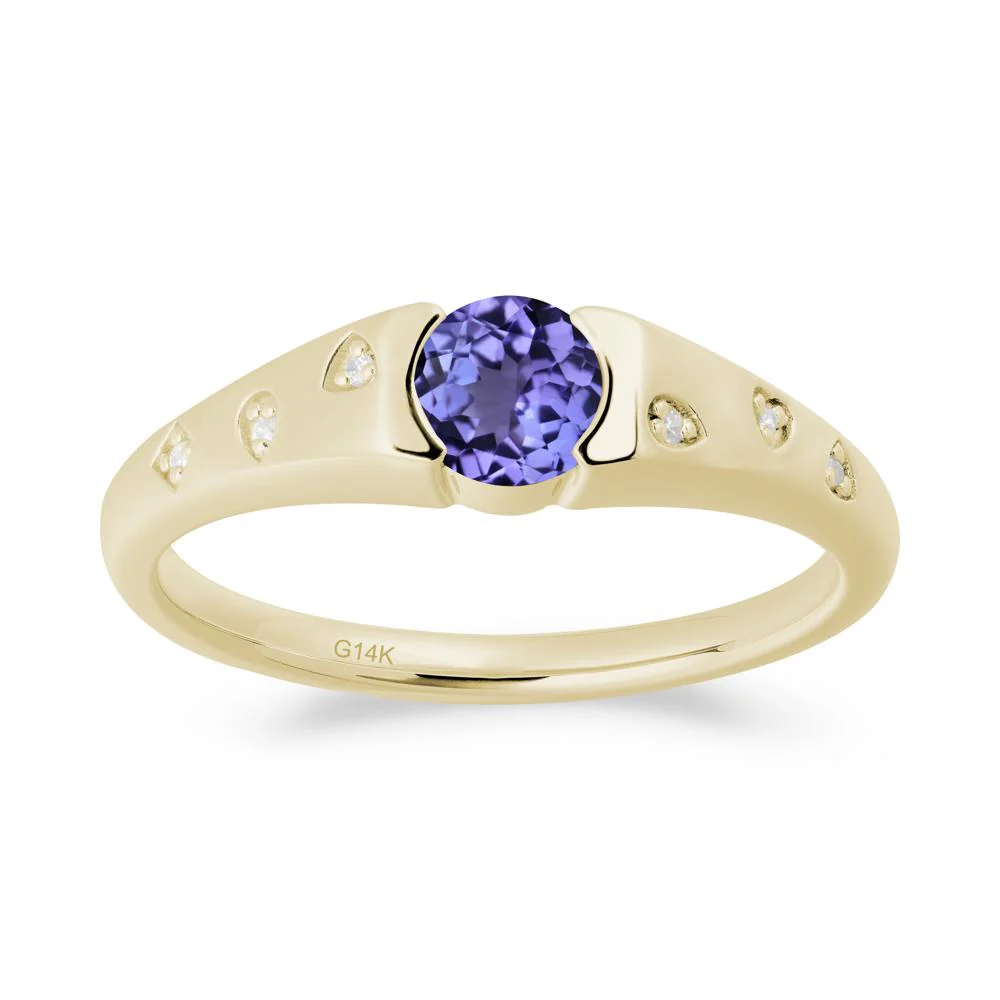 Minimalist Round Tanzanite Promise Ring - Image 5