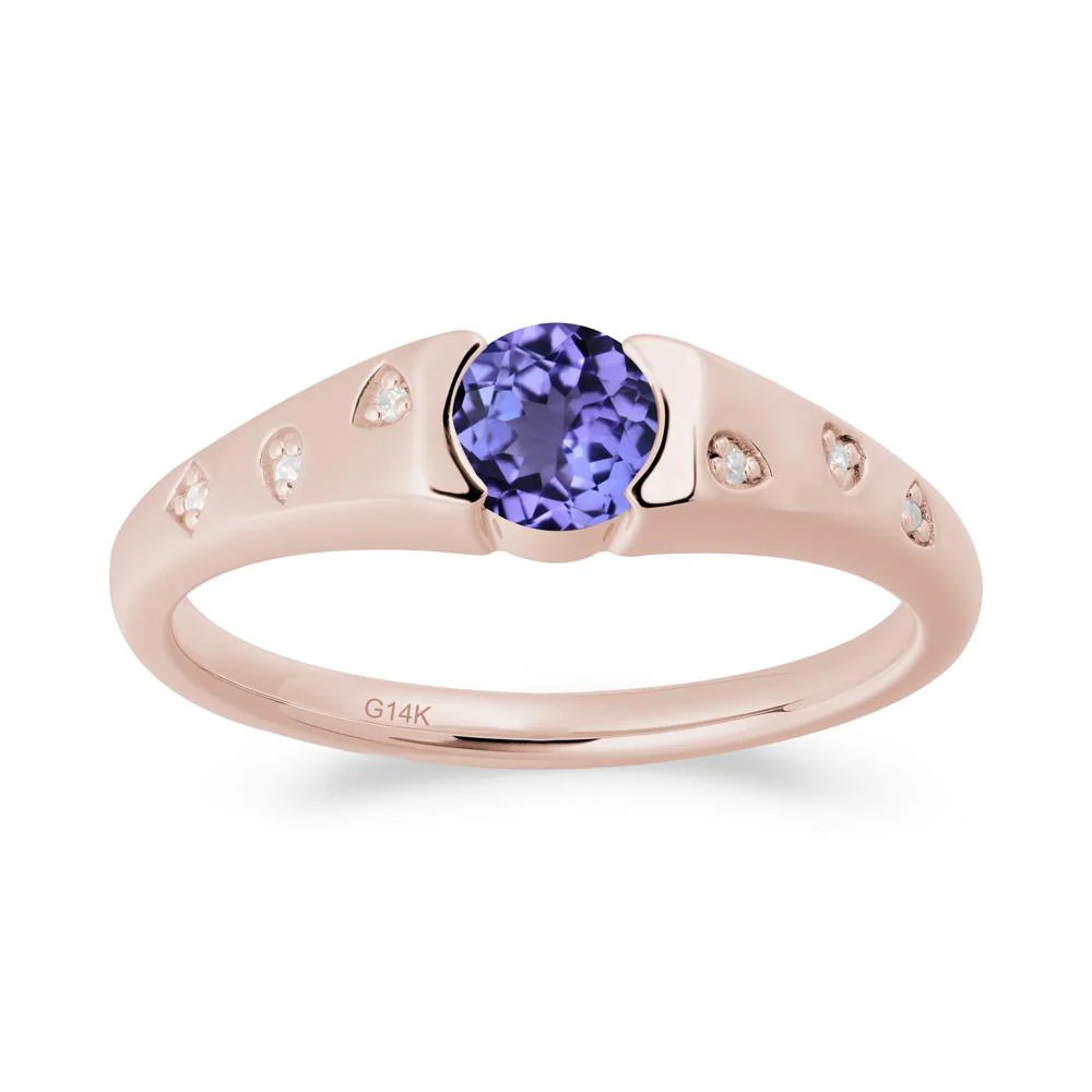 Minimalist Round Tanzanite Promise Ring - Image 6