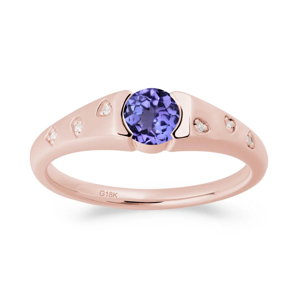 Minimalist Round Tanzanite Promise Ring - Image 7