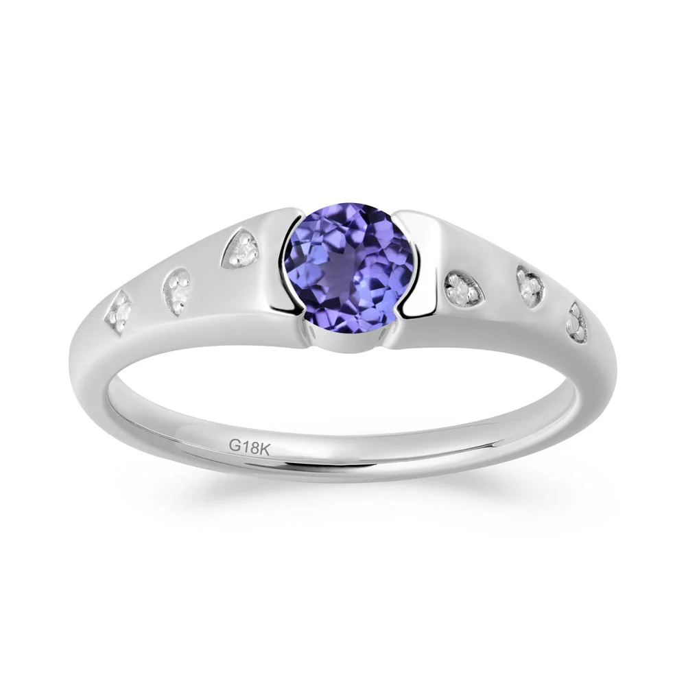 Minimalist Round Tanzanite Promise Ring - Image 9