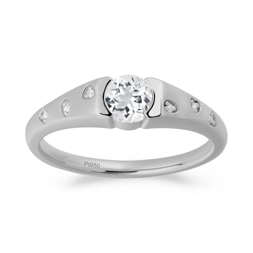 Minimalist Round White Topaz Promise Ring - Image 2